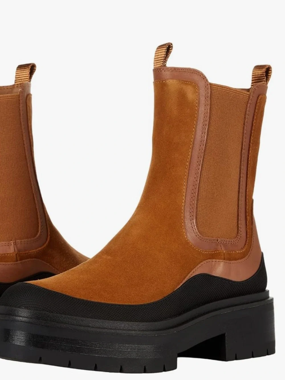 Sam Edelman Lulia Lug Sole Chelsea Ankle Boots in Tan Cognac New 8.5